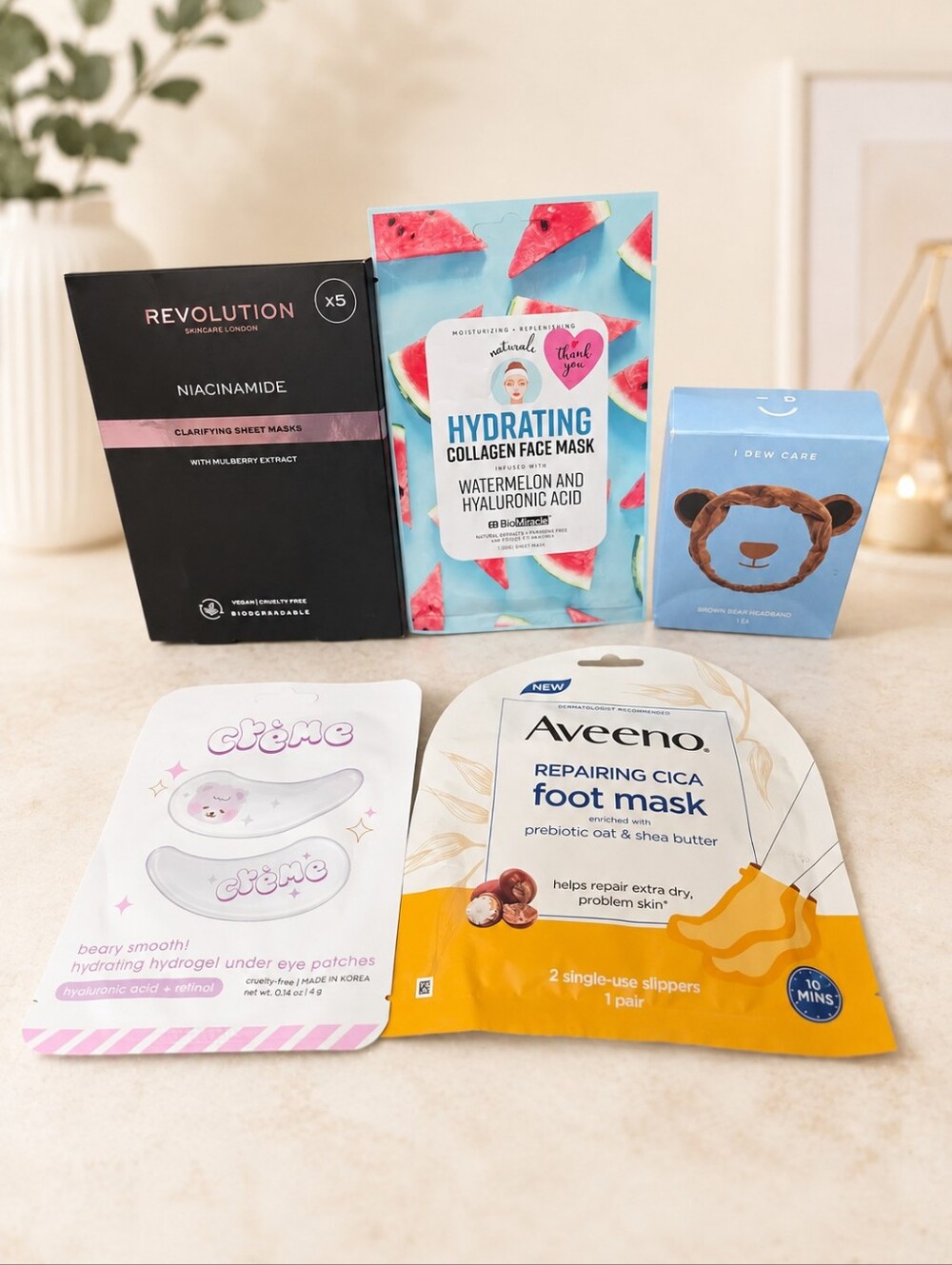 Self Care Skincare Bundle Revolution Aveeno I Dew Care + Masks